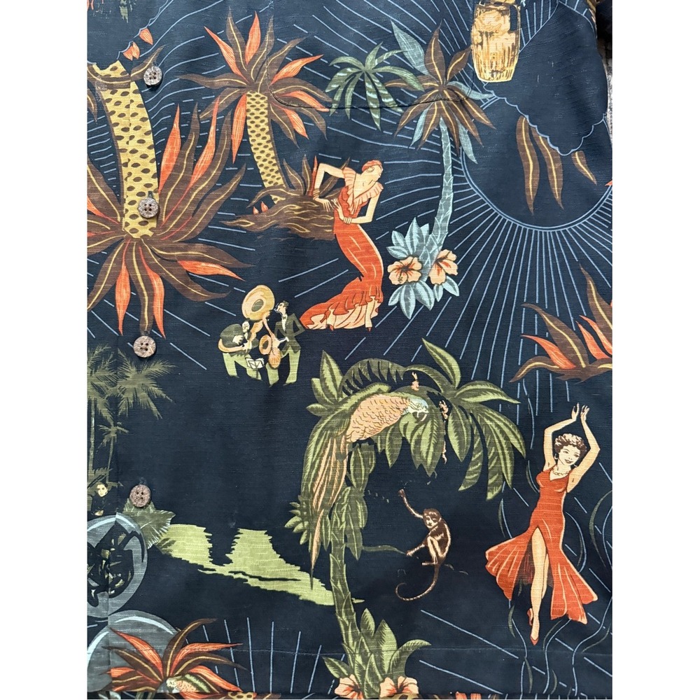 NWOT Tommy Bahama Black Havana Pin-Up Girl 100% Silk Camp Shirt L Resortwear - Picture 5 of 8